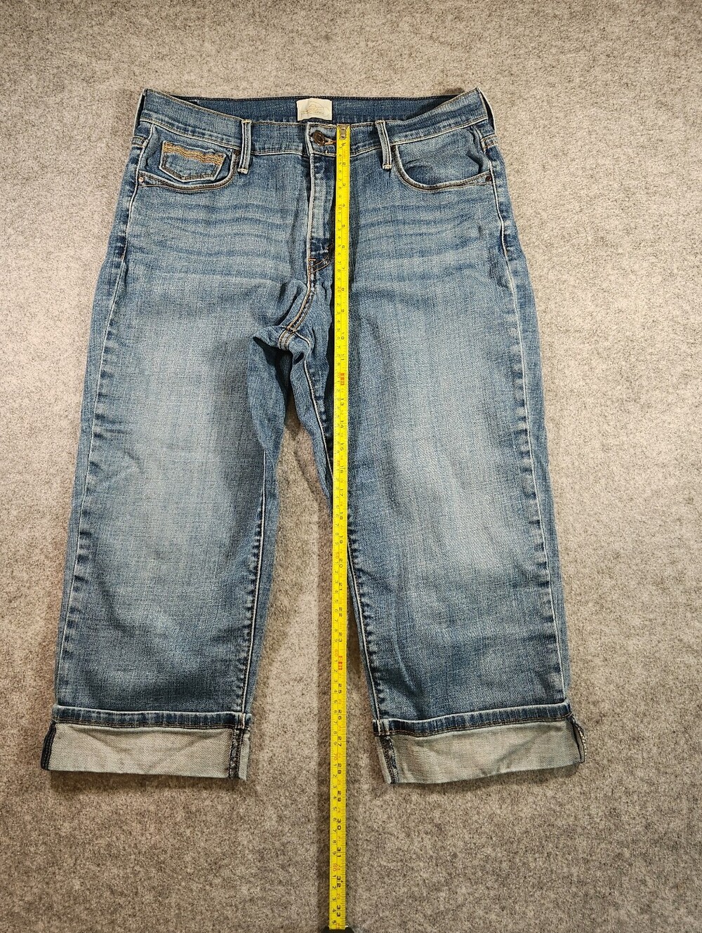 Levi's 515 Light Blue Cropped Capri Women's Jeans with Rolled Cuffs Size 10 - Picture 5 of 11